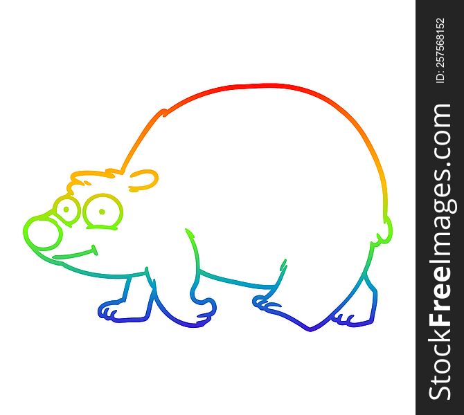 rainbow gradient line drawing of a cartoon walking bear
