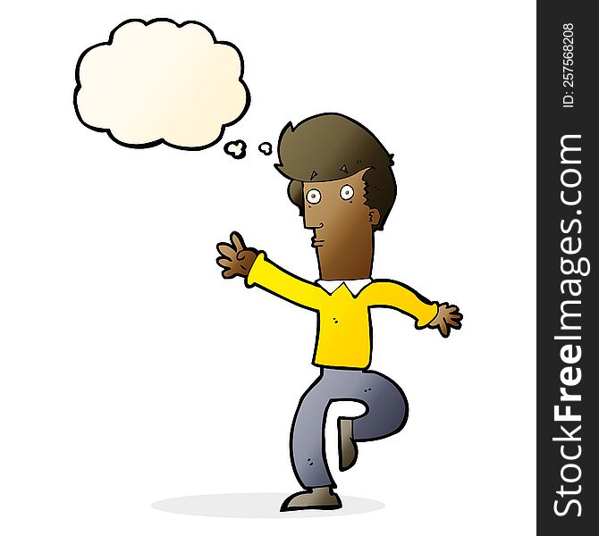 cartoon rushing man with thought bubble
