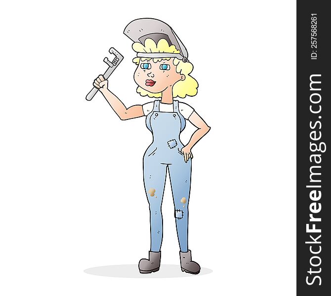 cartoon capable woman with wrench