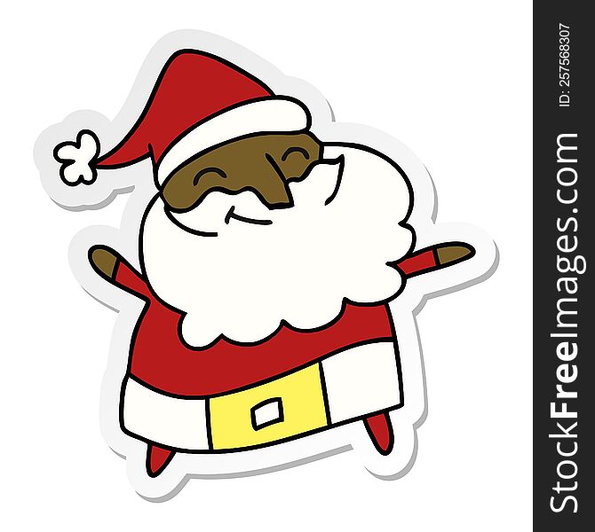 Sticker Cartoon Of A Jolly Father Christmas