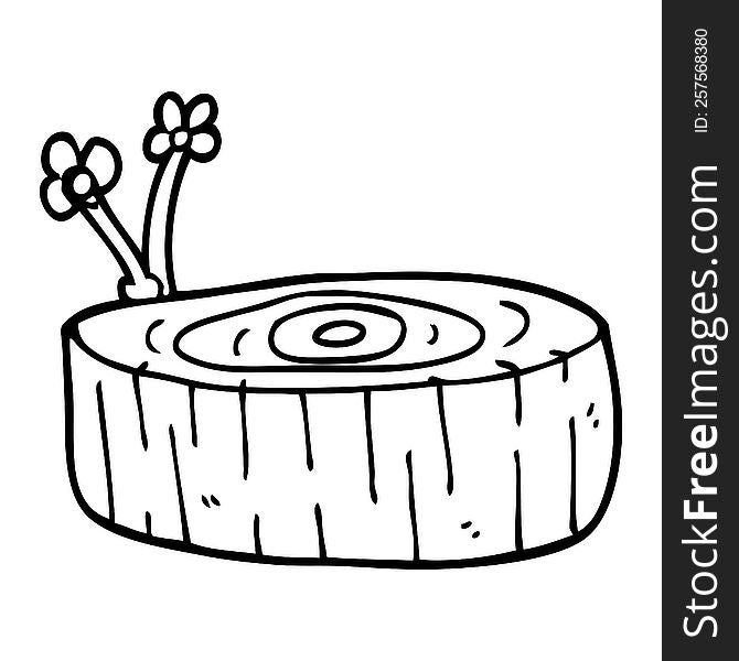 Line Drawing Cartoon Tree Log