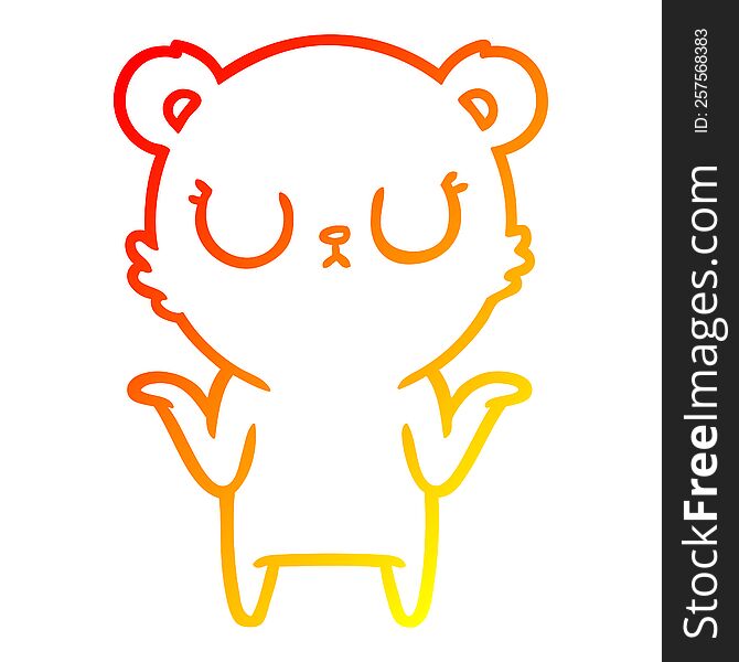 warm gradient line drawing of a peaceful cartoon bear shrugging
