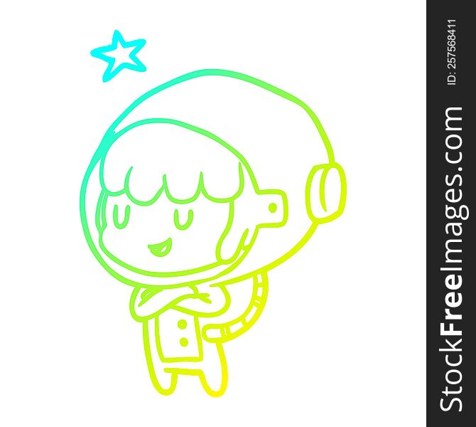 cold gradient line drawing female future astronaut in space suit