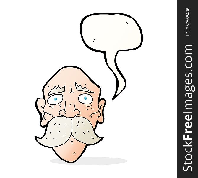 Cartoon Sad Old Man With Speech Bubble