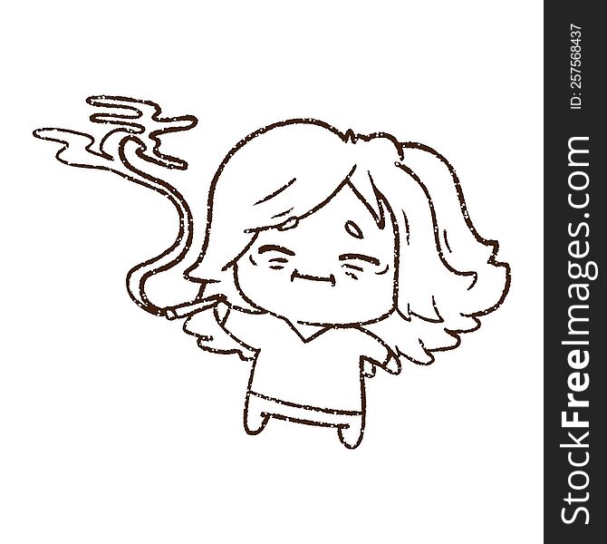 Smoking Lady Charcoal Drawing