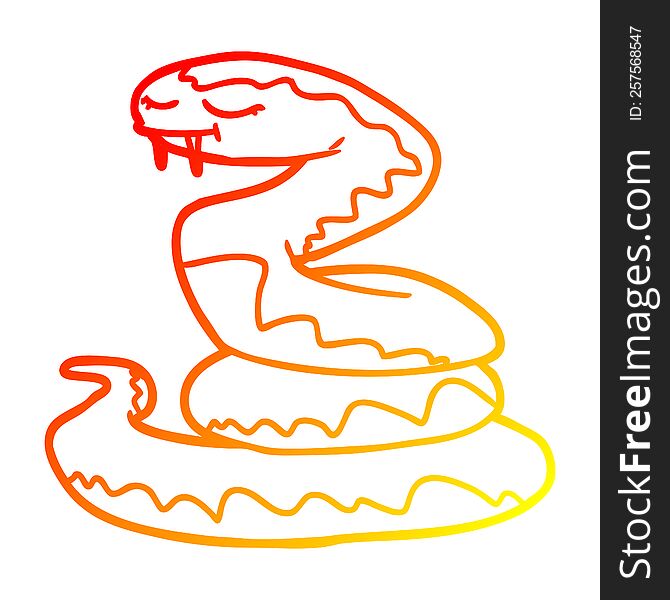 Warm Gradient Line Drawing Cartoon Snake