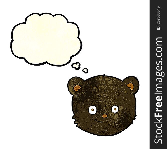 Cartoon Black Bear Head With Thought Bubble