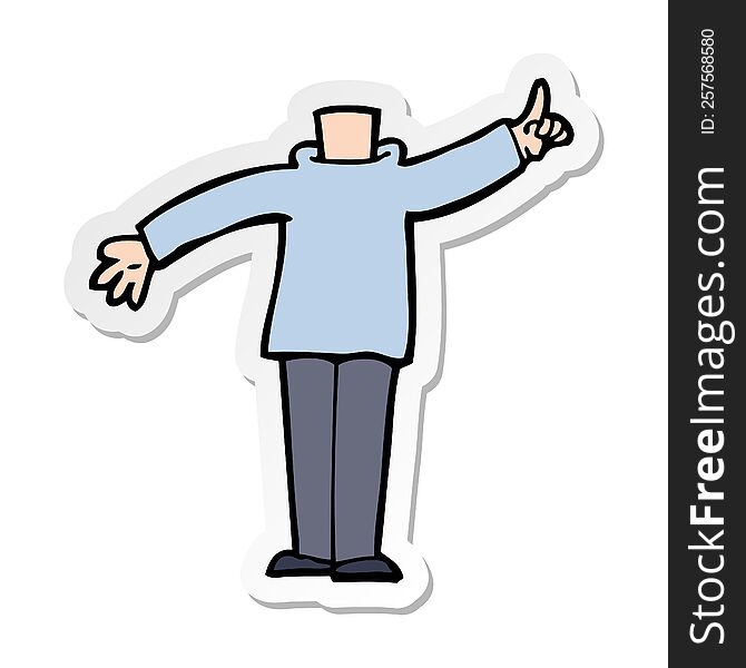 sticker of a cartoon body with raised hand
