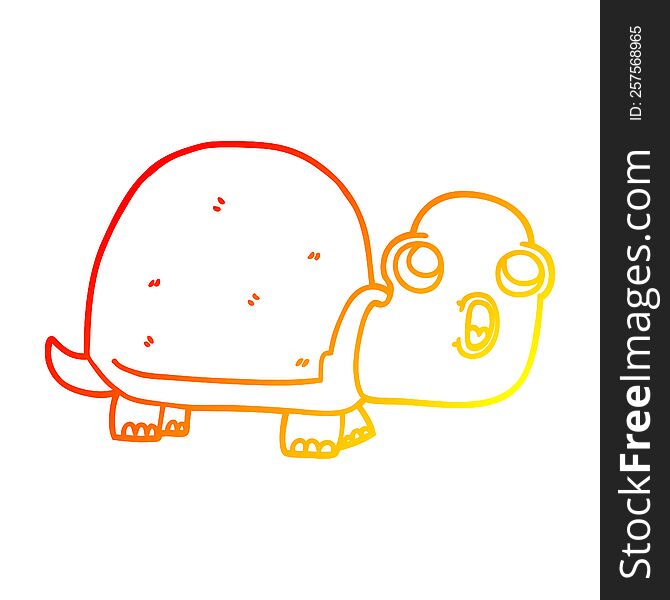 warm gradient line drawing of a cartoon shocked turtle