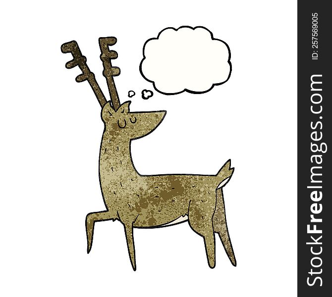 freehand drawn thought bubble textured cartoon stag