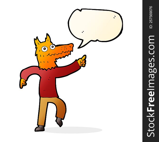 Cartoon Fox Man With Speech Bubble