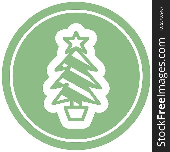 christmas tree circular icon symbol