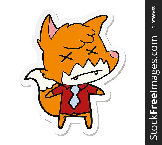 Sticker Of A Cartoon Dead Fox