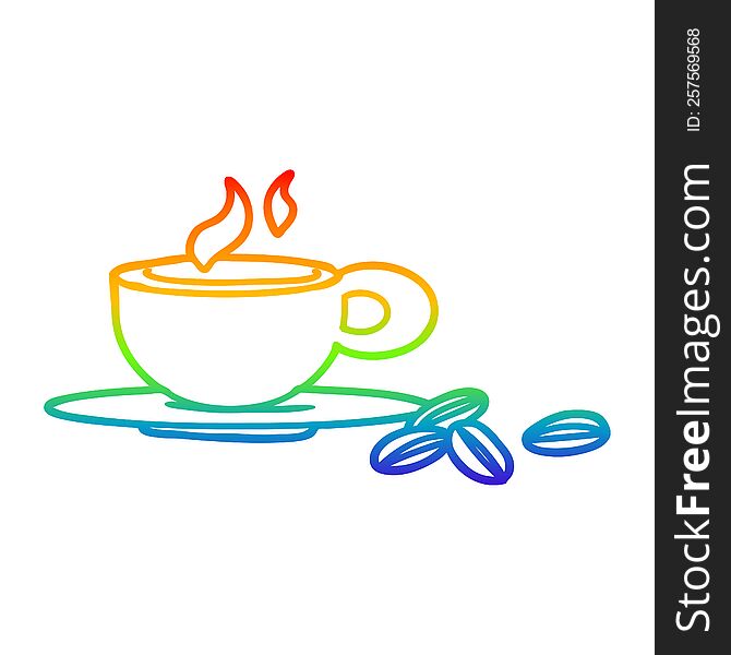 Rainbow Gradient Line Drawing A Lovely Cup Of Coffee