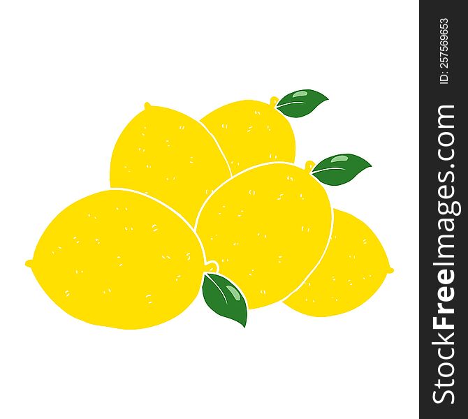 Flat Color Illustration Of A Cartoon Lemons