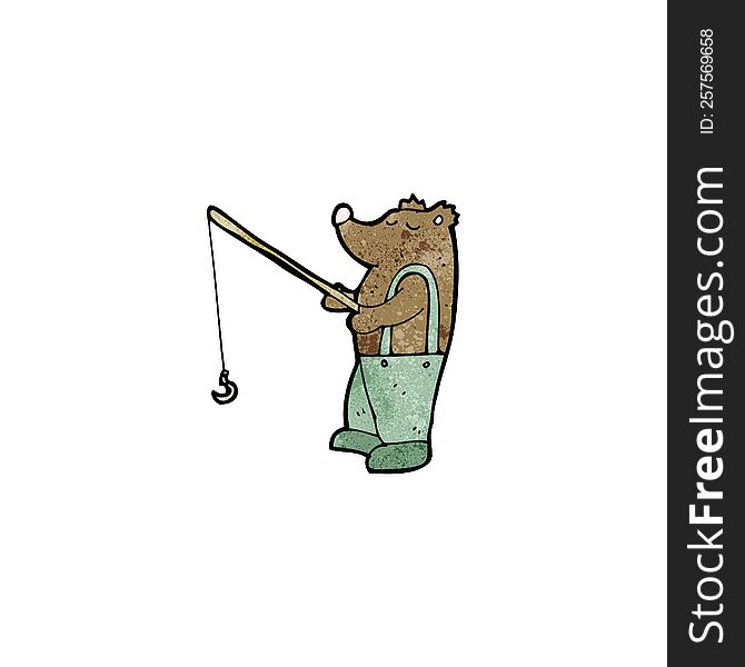 cartoon bear with fishing rod