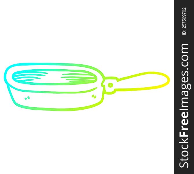cold gradient line drawing of a cartoon frying pan