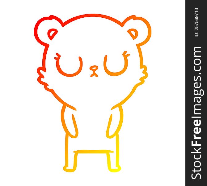 warm gradient line drawing of a peaceful cartoon bear