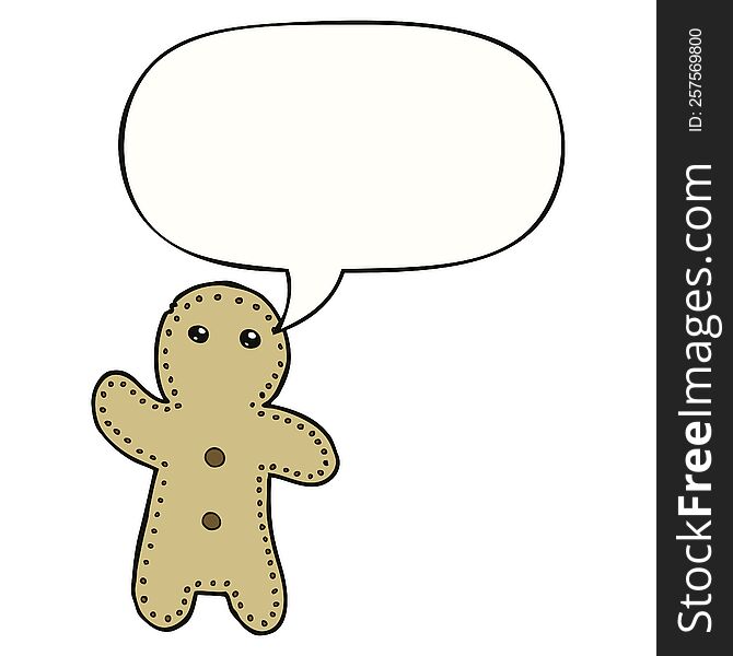 Cartoon Gingerbread Man And Speech Bubble