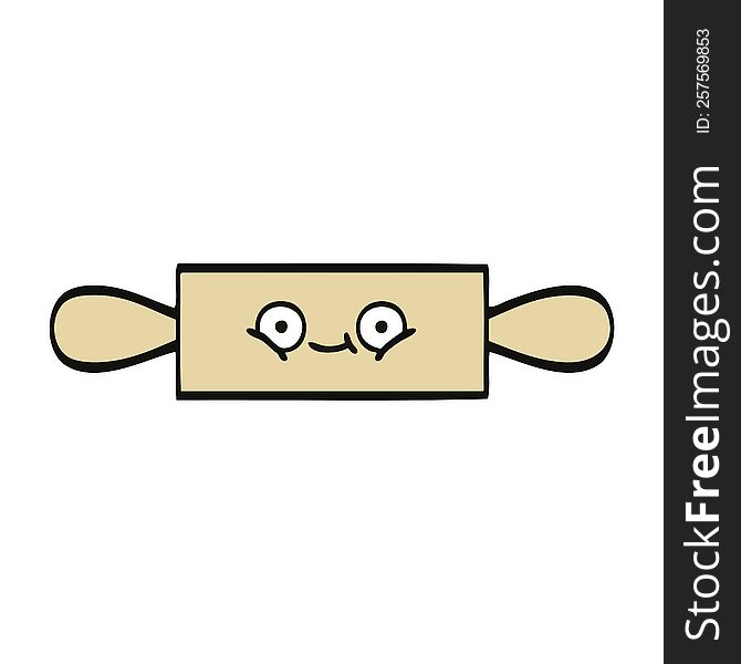 cute cartoon of a rolling pin. cute cartoon of a rolling pin