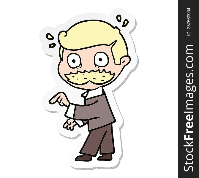 sticker of a cartoon man with mustache making a point