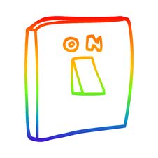 Rainbow Gradient Line Drawing Cartoon On Switch Royalty Free Stock Photo