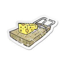 Retro Distressed Sticker Of A Cartoon Mouse Trap Stock Image