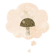 Free Cartoon Mushroom With Spore Cloud And Thought Bubble In Retro Textured Style Royalty Free Stock Photo - 257579705