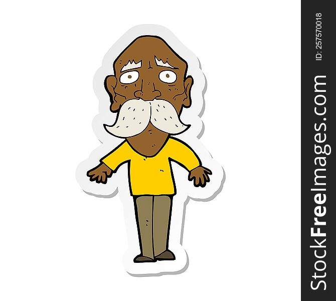 Sticker Of A Cartoon Sad Old Man