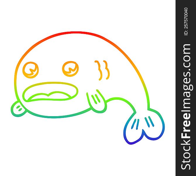 rainbow gradient line drawing cartoon fish