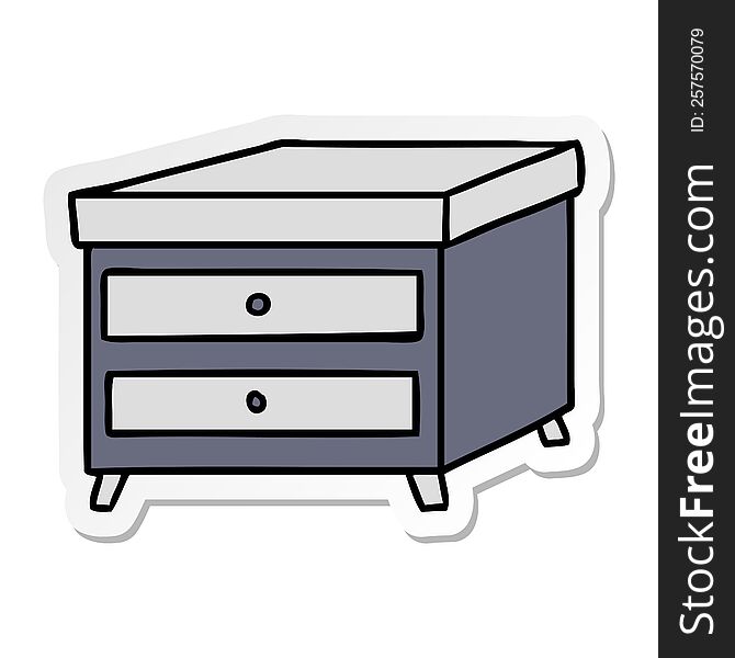 hand drawn sticker cartoon doodle of a bedside table