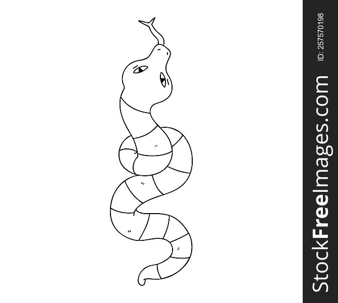 line drawing quirky cartoon snake. line drawing quirky cartoon snake