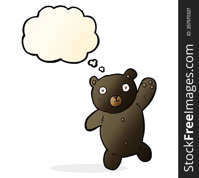 Cartoon Cute Black Teddy Bear With Thought Bubble
