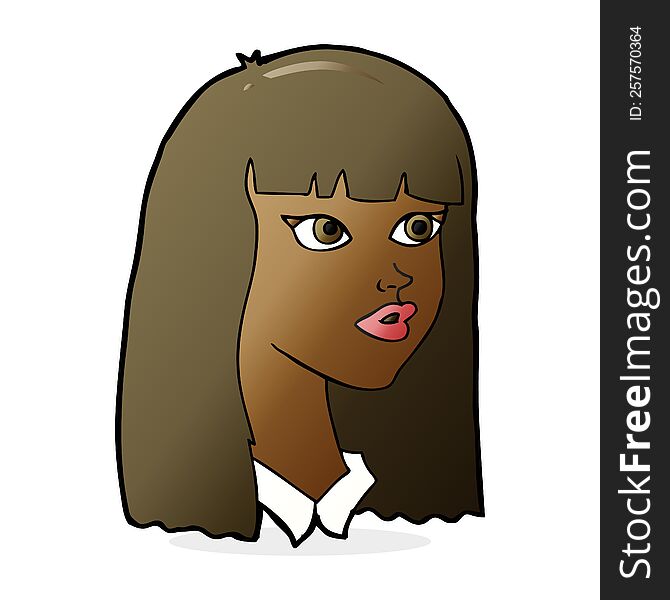 Cartoon Pretty Girl With Long Hair