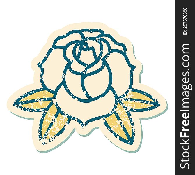 Distressed Sticker Tattoo Style Icon Of A Flower