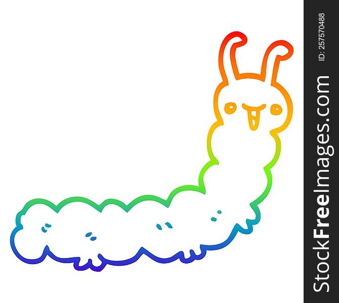 rainbow gradient line drawing of a cartoon caterpillar