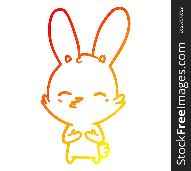 warm gradient line drawing of a curious bunny cartoon