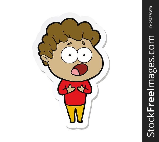 sticker of a cartoon man gasping in surprise