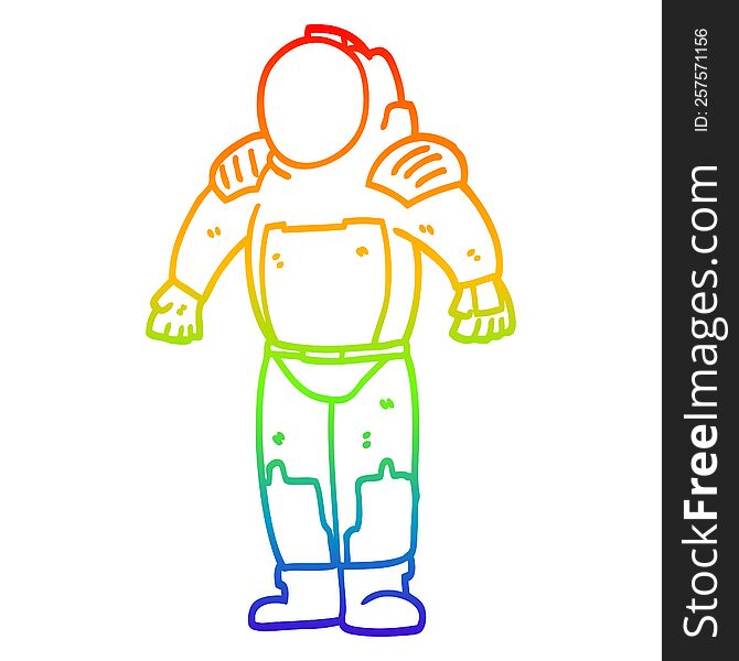 Rainbow Gradient Line Drawing Cartoon Space Man