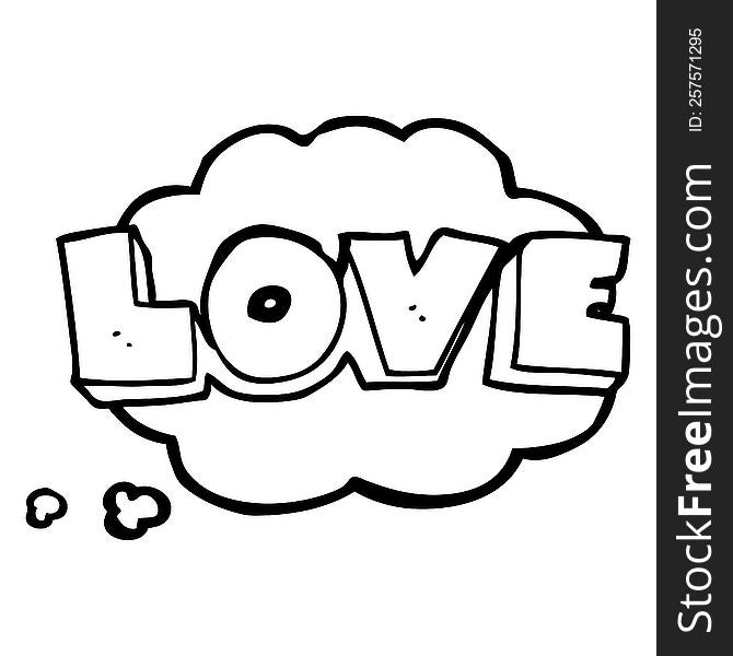 freehand drawn thought bubble cartoon word love
