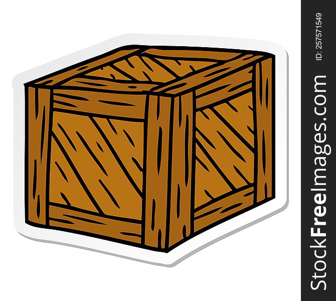 Sticker Cartoon Doodle Of A Wooden Crate