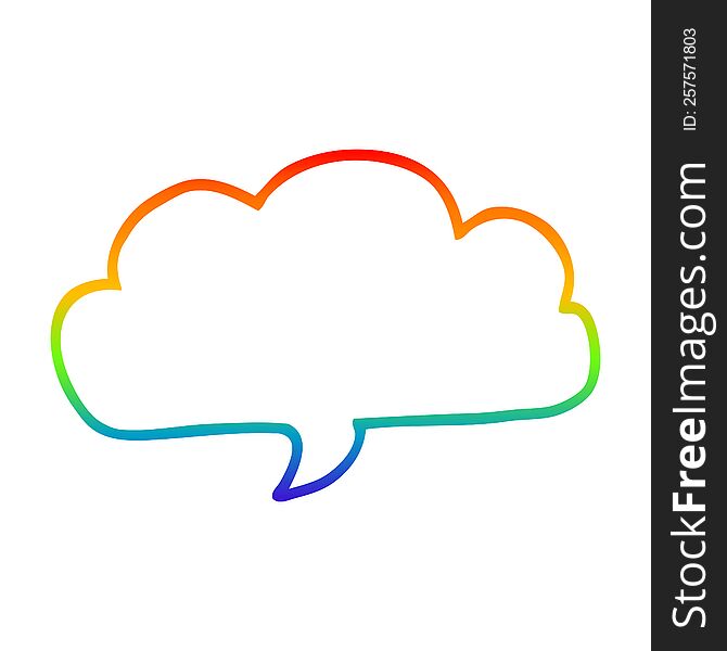 Rainbow Gradient Line Drawing Cartoon Cloud Speech Bubble
