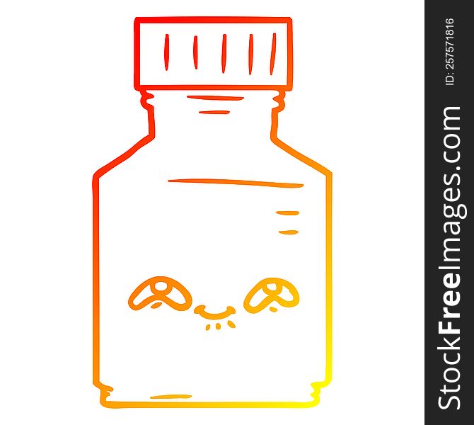 Warm Gradient Line Drawing Cartoon Pill Jar