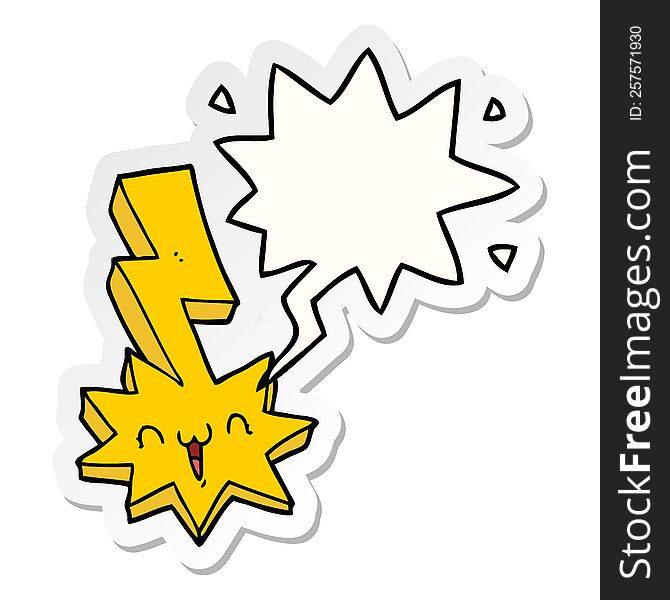 cartoon lightning bolt with speech bubble sticker