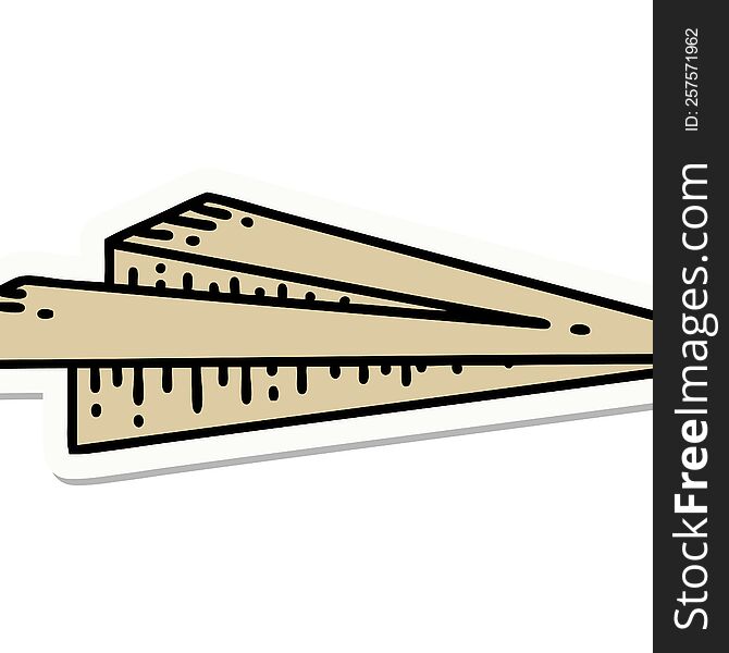 Tattoo Style Sticker Of A Paper Aeroplane