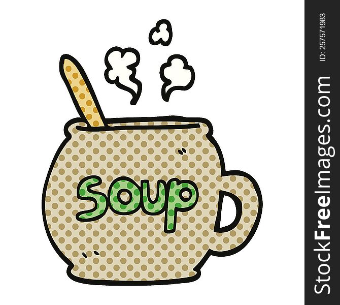 Comic Book Style Cartoon Cup Of Soup