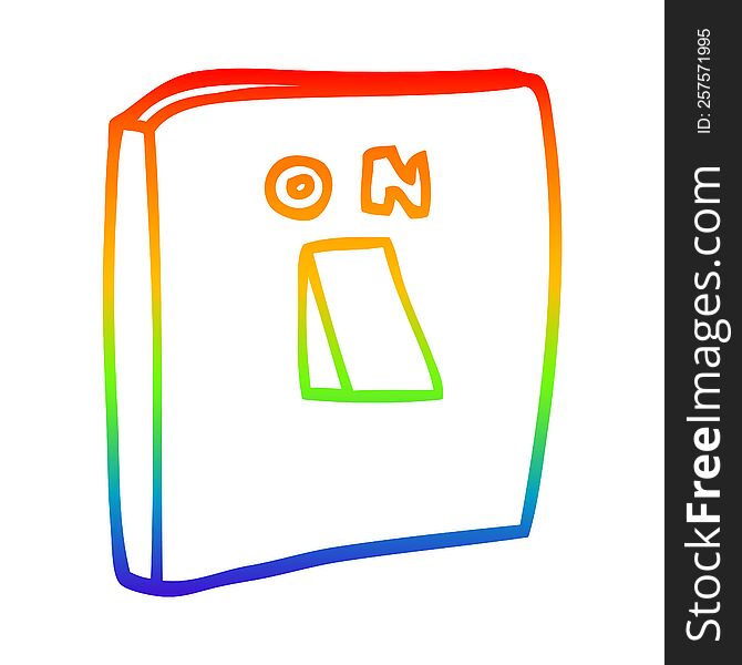 rainbow gradient line drawing of a cartoon on switch