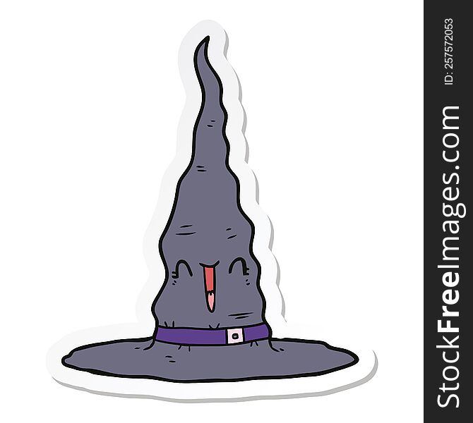 Sticker Of A Cartoon Witchs Hat