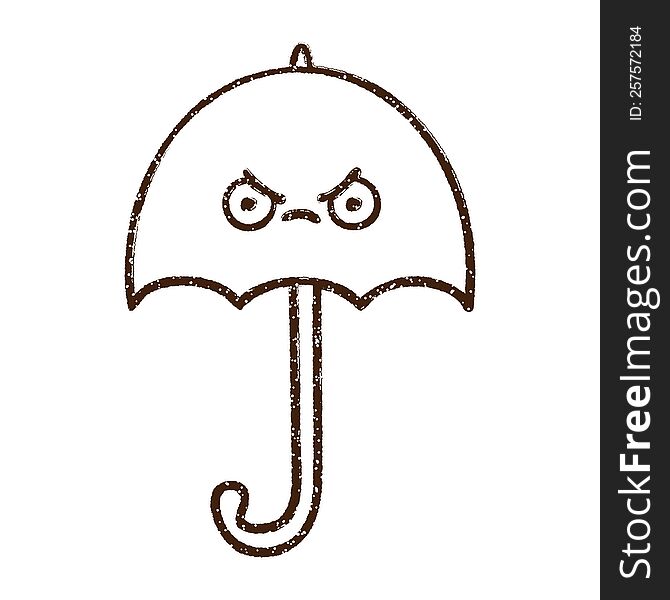 Angry Umbrella Charcoal Drawing
