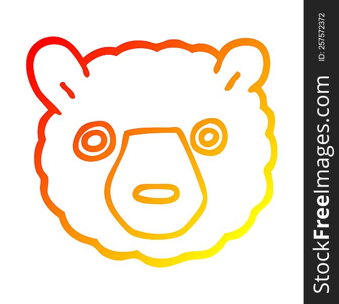 warm gradient line drawing of a cartoon bear face